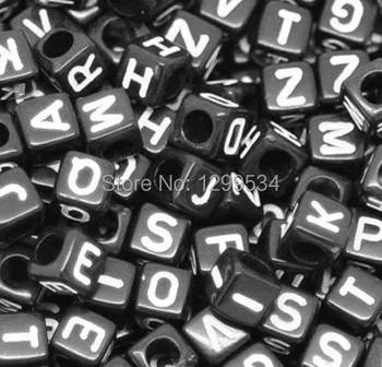 

Free Shipping 100Pcs 10mm Random Mixed Black Letters Beads Cube Acrylic Beads Spacer Beads For Jewelry Making Craft DIY Beads