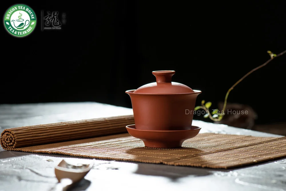 Red Pure Yixing Zisha Clay Chinese Gongfu Tea Gaiwan 100ml 3.38oz