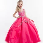 Gorgeous Prom Dress Children Square Neckline Sleeveless Ruffles Appliques Satin Beading Glitz Pageant Ball Gowns For Girls 2015
