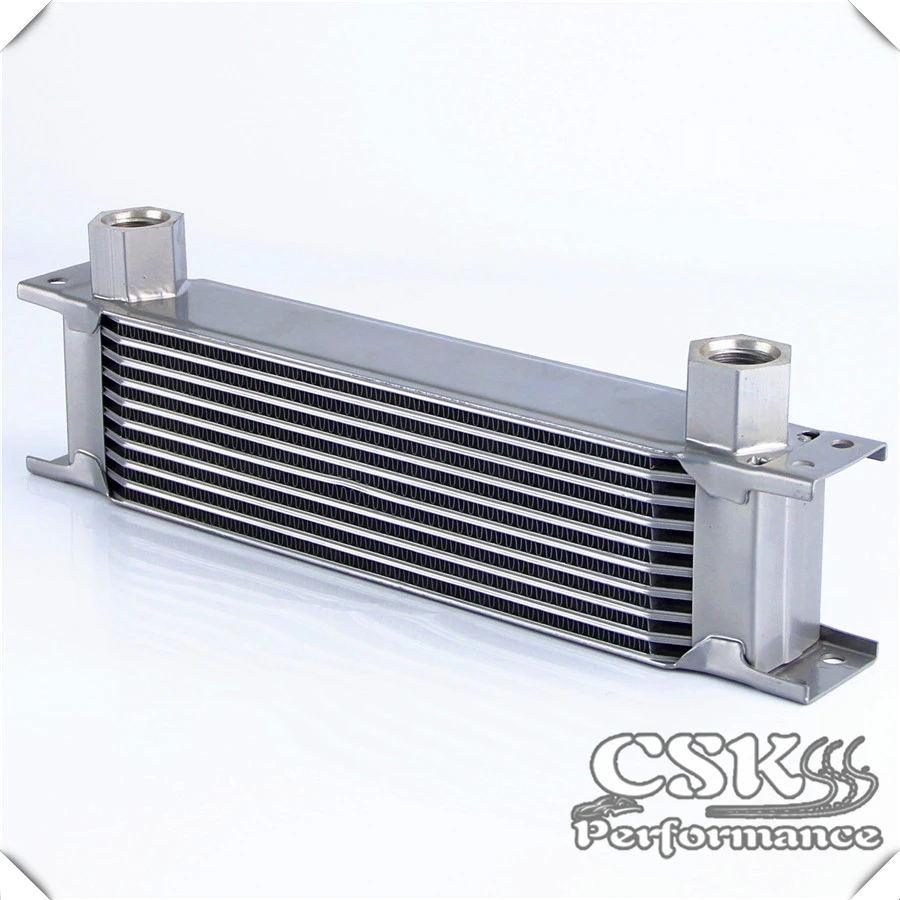AN10 Female 10 Row Universal Oil Cooler 330 X 70 51mm 7/8-14 Threads Silver | Автомобили и мотоциклы
