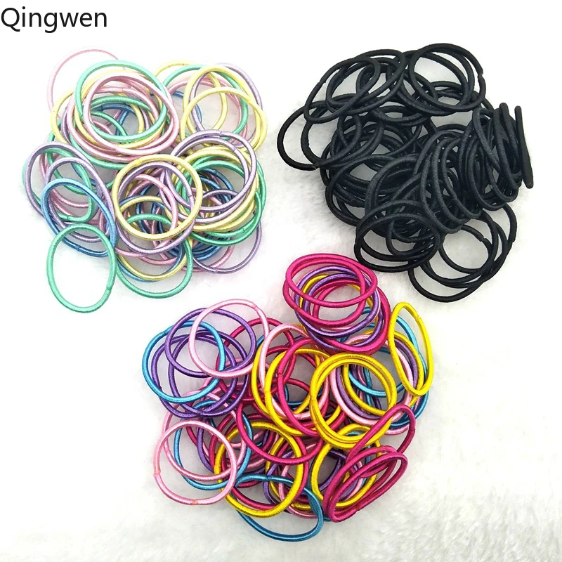 

Qingwen 50PCS/Lot Girls Candy Colors Nylon 3CM Rubber Bands Children Elastic Hairbands Hair Holder Kids Hair Accessories CE0559