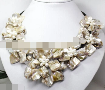 ddh002122 WHITE MOP SHELL PEARL PENDANT NECKLACE 7 FLOWER 18&quotLONG FASHION JEWELRY (B0409) | Украшения и аксессуары