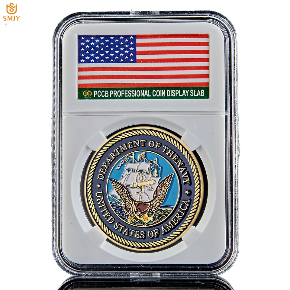 

USA Special Forces Veterans US Washington D.C Department of The Navy Gold Challenge Commemorative Coin W/PCB Display Holder Gift