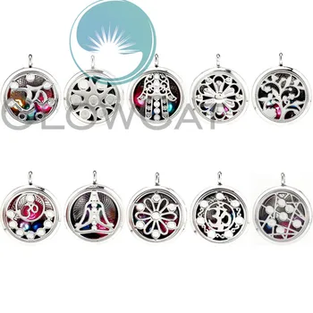 

Lotus Chakra Yoga Meditation Locket 30mm Perfume Aroma Essential Oil Diffuser Pendant with Beads randomly as gift