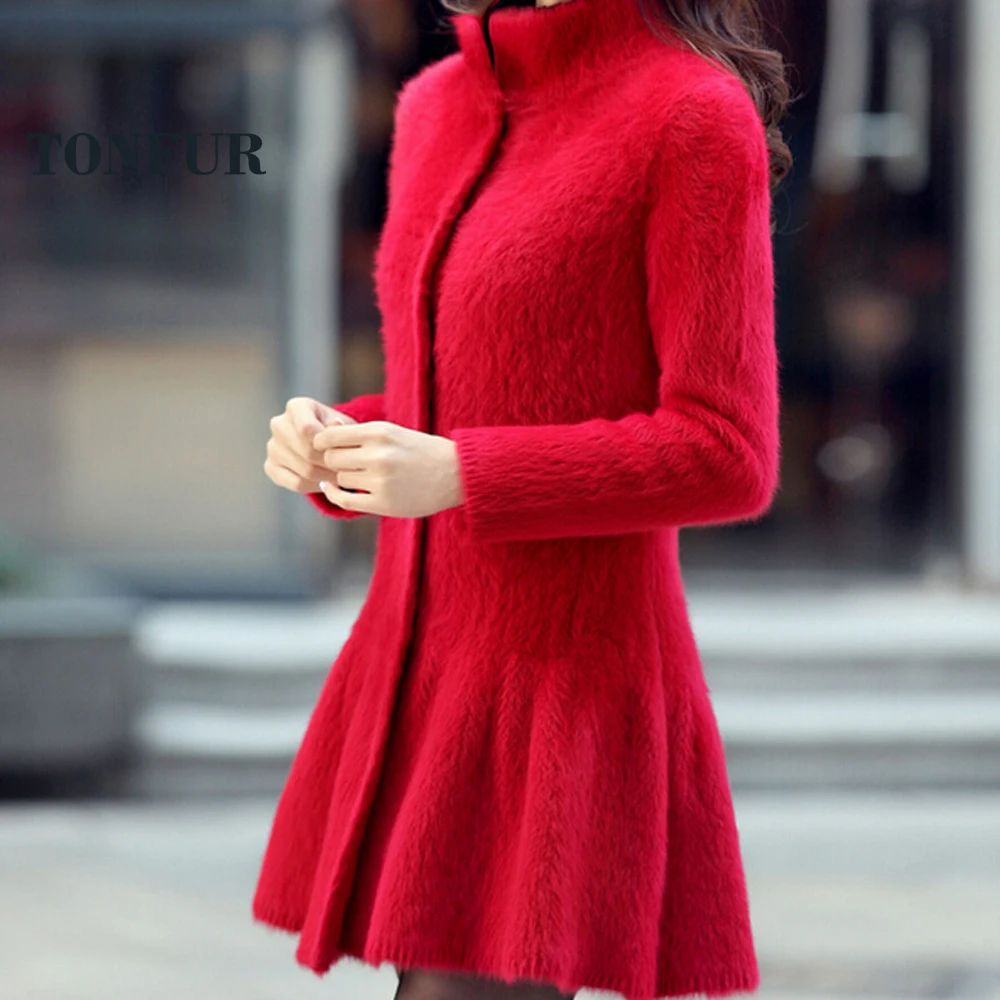 

Butterfly Bottom Women Fashion 100% Real Mink Cashmere Ruffle Coat Fitting Mink Cashmere Overcoat OEM Custom Big Jacket DSR6