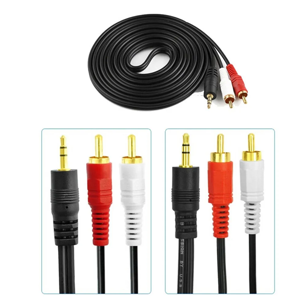 YKSO 1.5m 5 ft Audio Cable 3.5mm Jack To 2 RCA Audio Video Cable 3.5 Male To RCA Male For DVD Amplifier Audio Cable              (3)