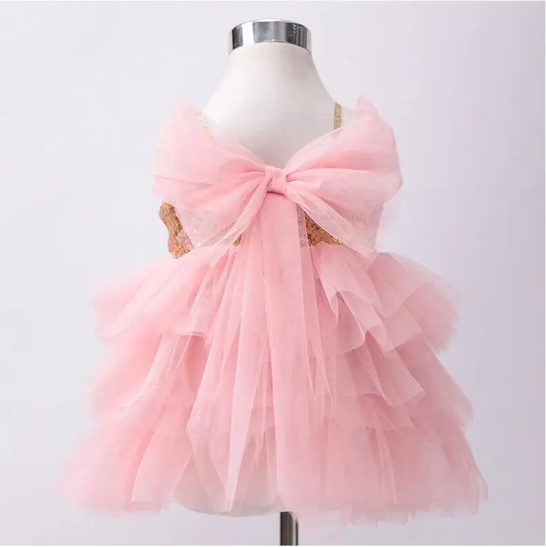 Little girl princess puff sleeve tutu dress children 's layered dress toddler girl birthday