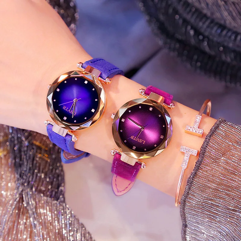 

Women Vintage Starry Sky Leather Watches Female Luxury Brand Quartz Wrist Watch Ladies Watch Clock relogio feminino Gift