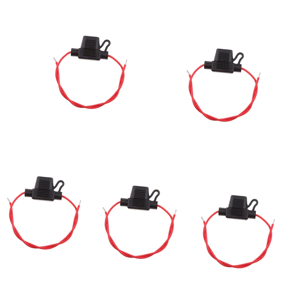

5 Pcs/Set Car Blade Fuse Holders With Wire Car Fuses 18 AWG ATM/APM Blade Inline Fuse Holder For Car Boat Truck RV Etc