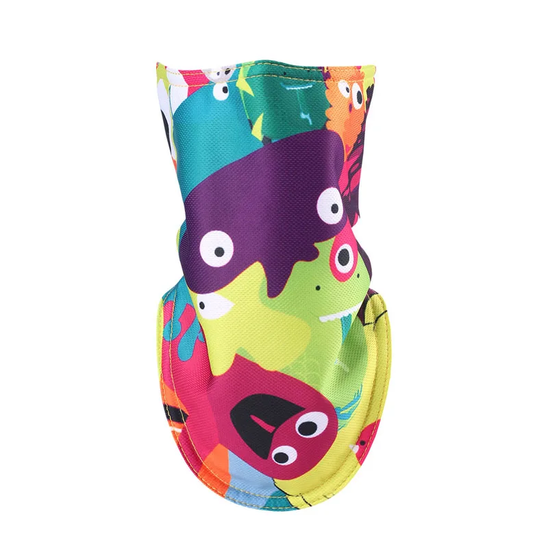 

QLIOING Childred Protection Snowboard Hood Balaclavas Scarf 3D Printing Kids Ski Winter Warm Polar Fleece Cycling Face Mask