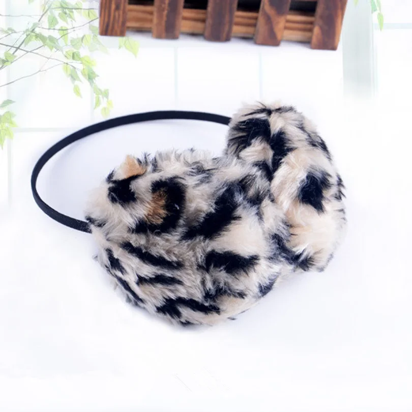 YSDNCHI Earmuffs Candy Color Plush Ear Warmers Protector Autumn Leopard Earmuffs Winter Thermal Unisex Sweet Fashion