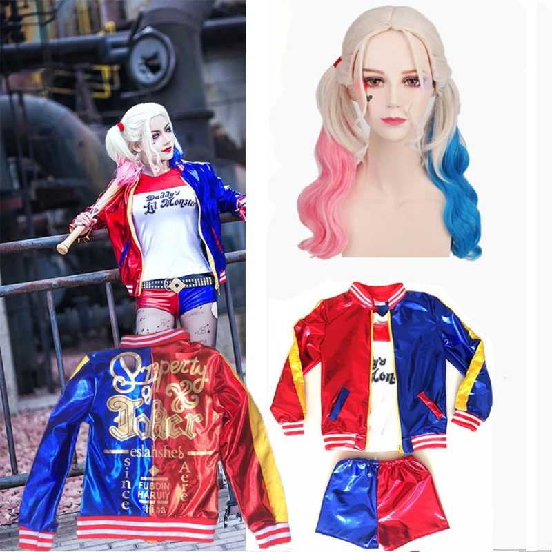 

Girls Kids Harley Quinn Costume Cosplay JOKER Suicide Squad Christmas New Year Purim Party Jacket sets Chamarras De Batman