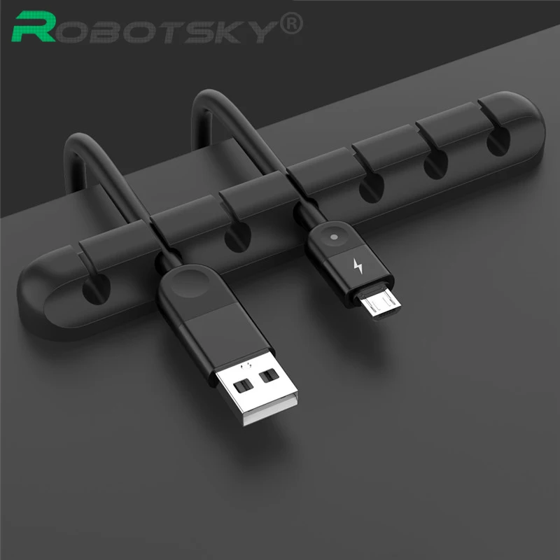 Держатель usb-кабеля силиконовый Кабельный организатор гибкий устройство для намотки кабеля управление зажимы держатель для мыши