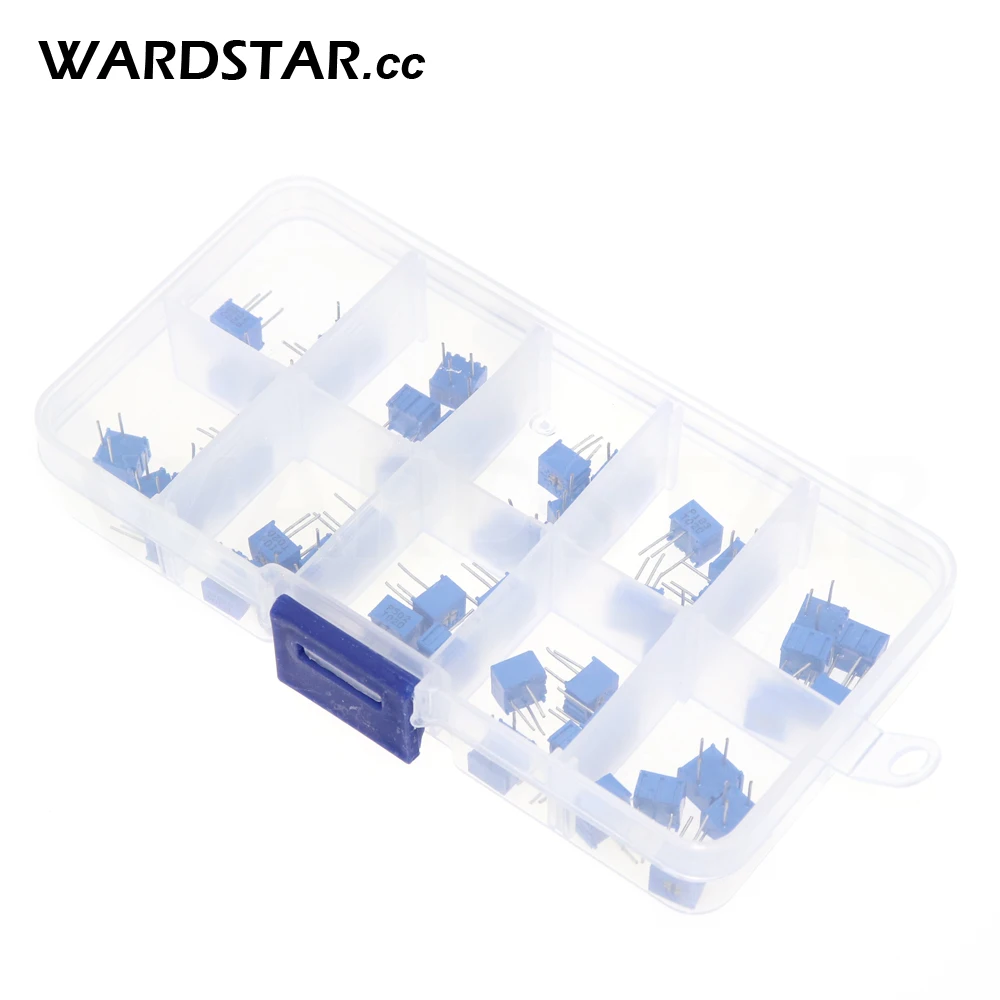 50pcs//Set 3362P Multiturn Trimmer Potentiometer Kit High Precision 3362 Variable Resistor 1K 10K 100K 1M 2K 20K 200K 500R 5K 50K