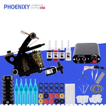 Набор для начинающих татуировок 8 обмоток катушки машинка для тату набор 4 цвета тату чернила наборы блок питания, ИГЛЫ Перманентный макияж Набор татуировок набор