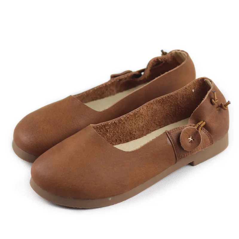 

New retro first layer leather women's shoes leather spring and autumn square head single shoes