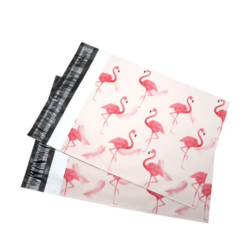 500 шт./лот Фламинго шаблон Пластиковый почтовый конверт Поли Мейлер самозапечатывающийся Мейлер упаковочный конверт курьерский Экспресс сумка