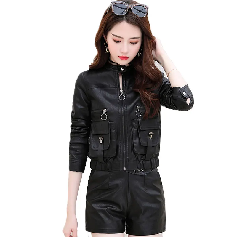 Spring Autumn Fitaylor Faux Leather Jacket Women Soft PU