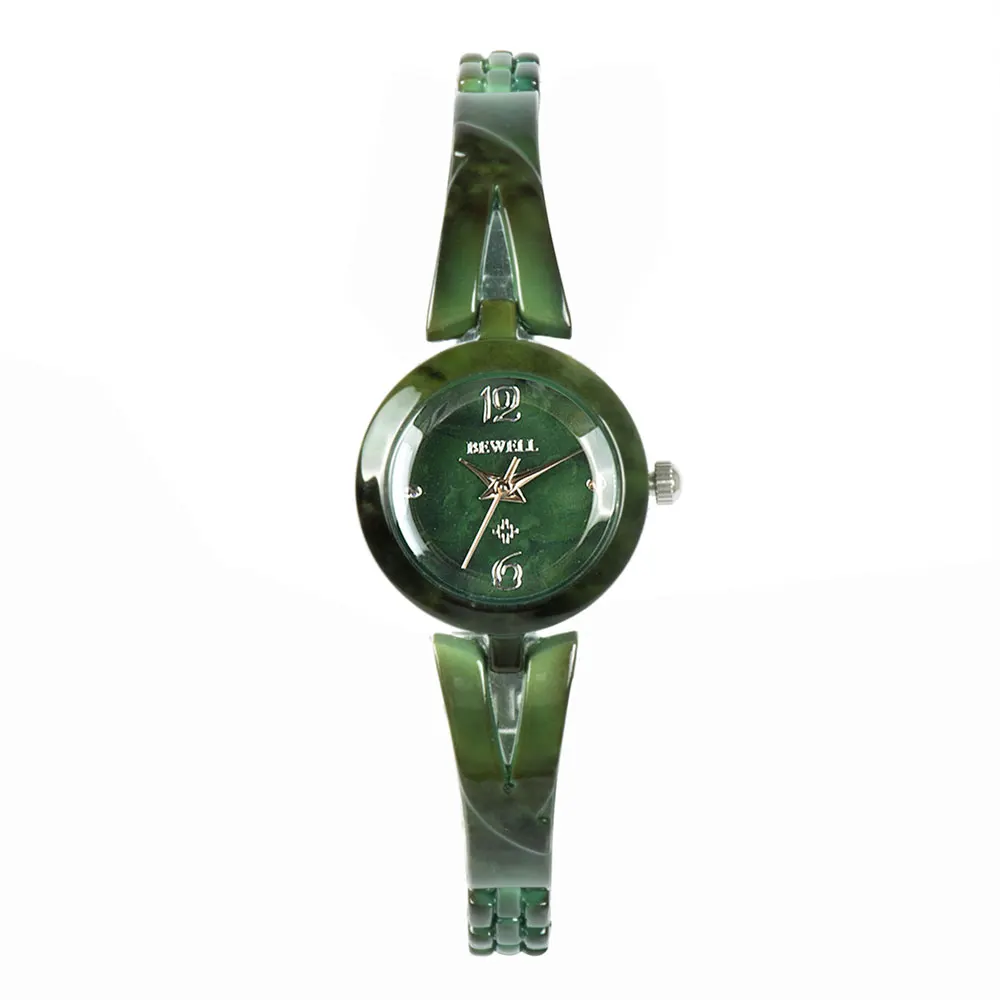 BEWELL женские часы с мелким циферблатом, драгоценные часы с узорами циферблата под камень, женский браслет, ювелирный подарок, часы для мамы и дочки, подружки 076A - Цвет: Green