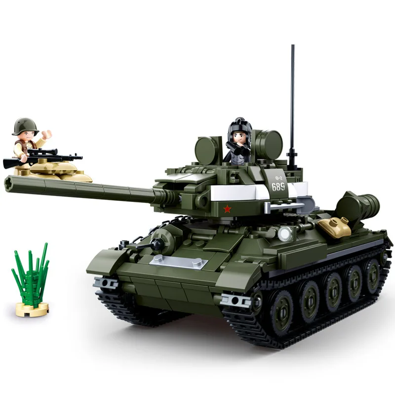 

World War II WW2 SWAT Military Soldiers 2-In-1 T-34 Tank Armored Vehicle Building Blocks Bricks Kids Toys Compatible With Lego