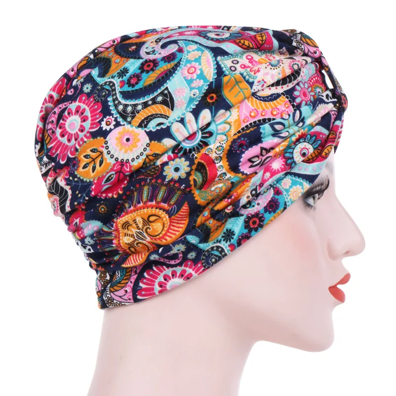 Новый сад с цветочным рисунком Хлопок Skullies & Круглая Шапочка Шапка Кепка хиджабы
