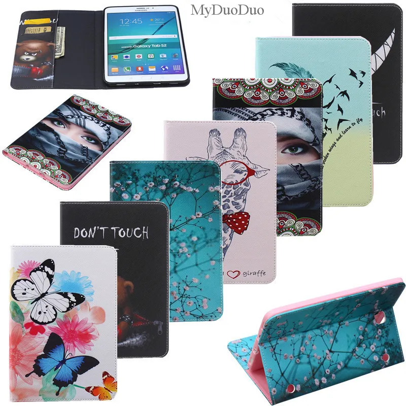 

Tablets Case For Samsung Galaxy Tab S2 9.7 '' Case PU Leather Card Holder Book Stand Cover SM-T810 T815 Fashion Flower Owl Capa