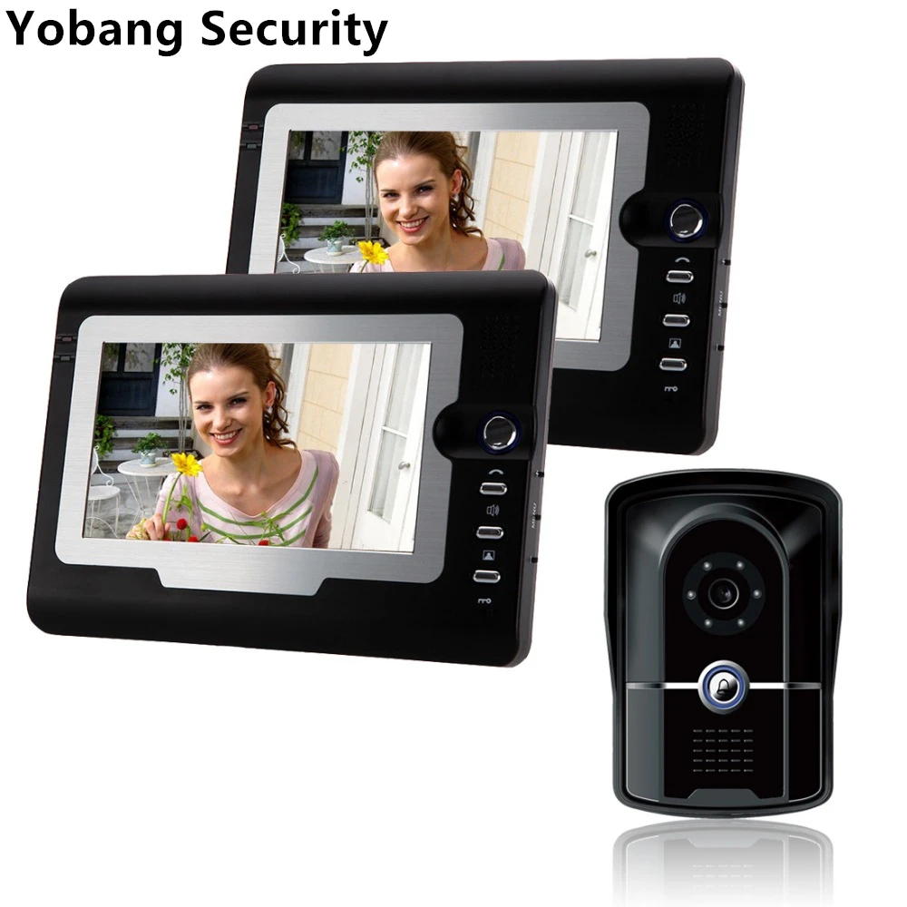 Yobang безопасности Бесплатная доставка 7 ''проводной видеодомофон Дверные звонки Системы комплект ИК Камера видео дверной звонок домофона