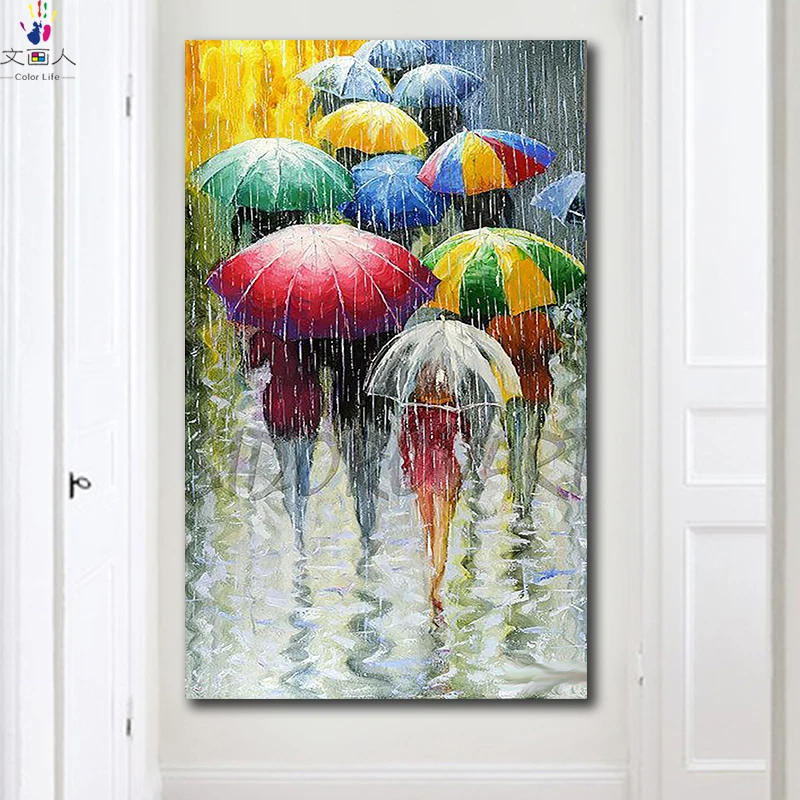 

diy paintings coloring pictures by numbers on canvas Kandinsky abstract Pedestrians in the rain artwork handmade for hoom decor