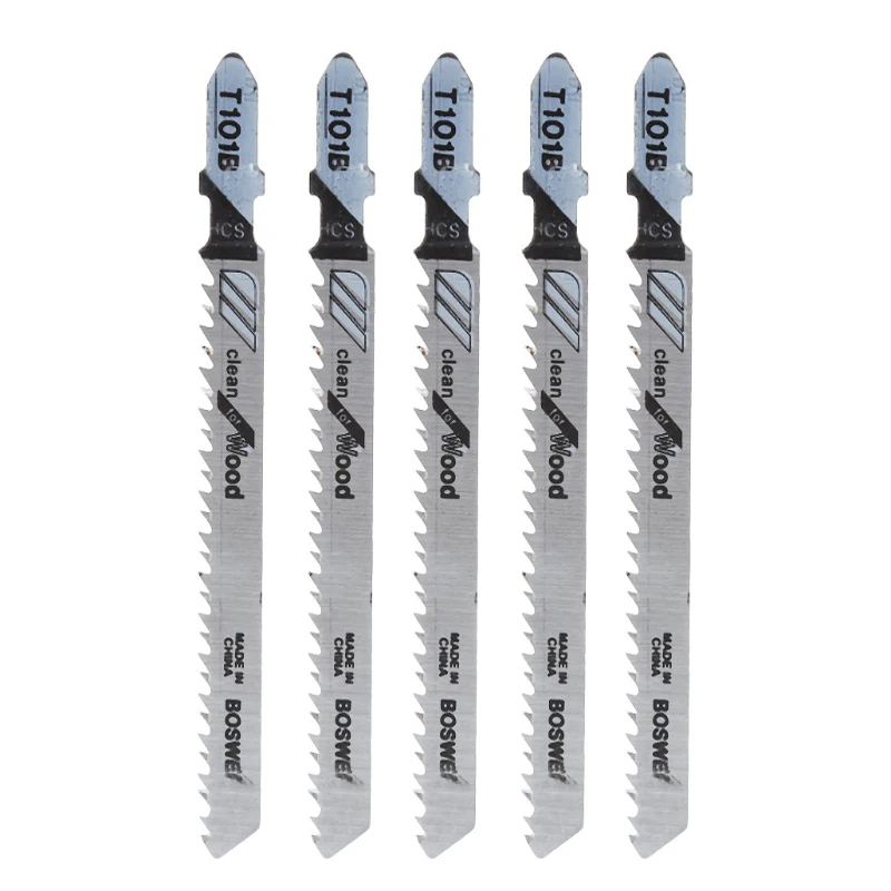 

5Pcs/Set T101B HCS 100mm Jigsaw Blade Clean for Wood T-Shank Jig Saw Blades W315
