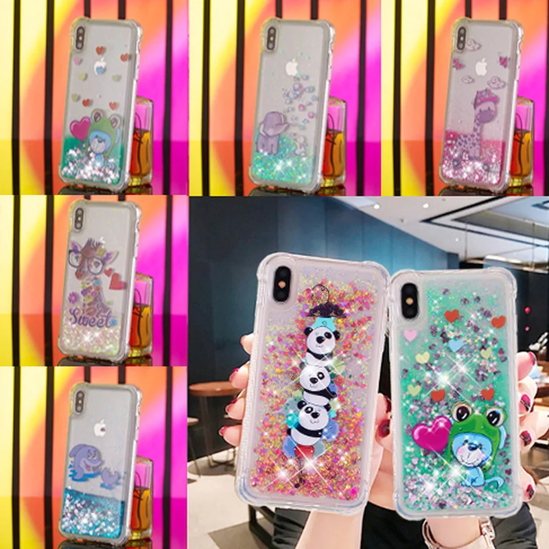Жидкий чехол для IPhone XS Max XR X 10 8 7 6 6s Plus SE 5 5S 6S 2018 Touch мультяшная панда Мягкий