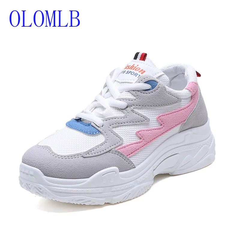 

OLOMLB Casual Women Shoes Platform Chunky Sneakers Harajuku Flat Thick Sole Tenis Wedge White Basket Walking Shoes Woman