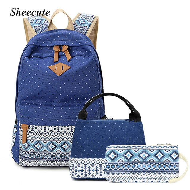 Children School Backpack Women Canvas Travel Backpack High Capacity Light 3pcs/set Girl School Bags for Teenage Kids Backpacks