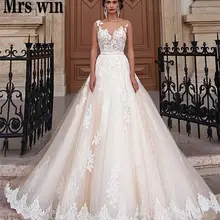 Robe De Mariee Grande Taille/ г. Новое Классическое кружевное свадебное платье принцессы на шнуровке с вышивкой на заказ, Vestido De Novias F