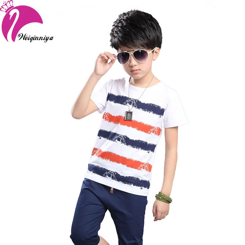 

New Brand 2017 Cool Summer Boy Sets Fashion Cotton T-Shirts Pants Handsome Boys Sports Suits Tracksuits Children's Clothing Hot
