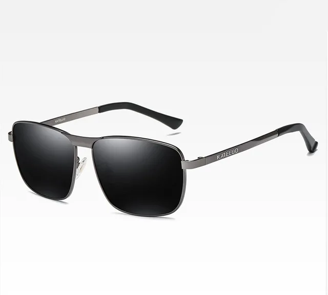 KATELUO, Ретро стиль, брендовые поляризованные мужские солнцезащитные очки, сплав, солнцезащитные очки, аксессуары для мужчин, oculos de sol masculino 63728 - Цвет линз: Gray