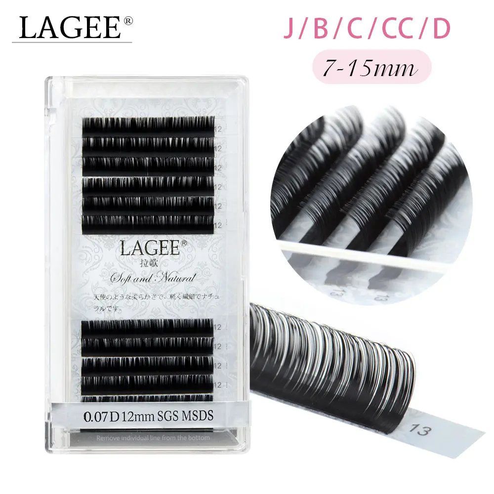 

LAGEE Eyelash Extensions Fake Mink Individual eyelashes Glossy Black False Eyelashes Soft Natural Make up Tools nagaraku line