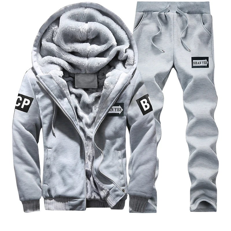 Spring Warm Hooded Sporting Suit Mens Winter Men Set Polerones Hombre Fashion Brand Fleece Lined Thick Tracksuit + Pants Male Spring Warm Hooded Sporting Suit Mens Winter Men Set Polerones Hombre Fashion Brand Fleece Lined Thick Tracksuit + Pants Male