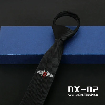 high quality black hide green 5CM Korean plate narrow tie boys and girls easy to pull no knot lazy ZIPPER TIE