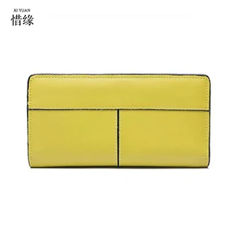 

XIYUAN BRAND Women Wallets Fashion Lemon yellow Genuine Leather Wallets Women Clutch Wallets Lady Vintage Clutch Bag Coin Purse