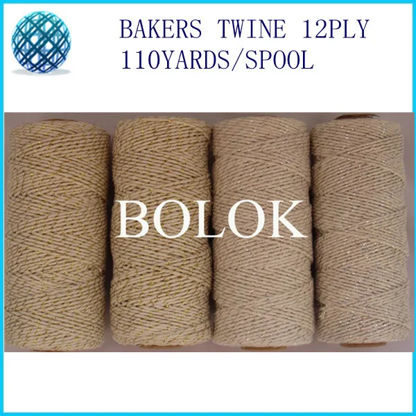 

Sliver/ gold metallic Cotton Baker twine 110yards/spool (10pcs/lot) gold twine, baker gold twine