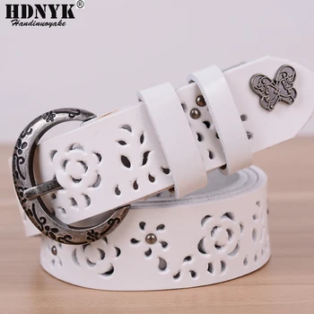 

Luxurious Quality Cowskin Leather Vintage Designer Belt Women Brands Belt 2019 New Female Fashion Wild Retro Emboss Rivet Belts