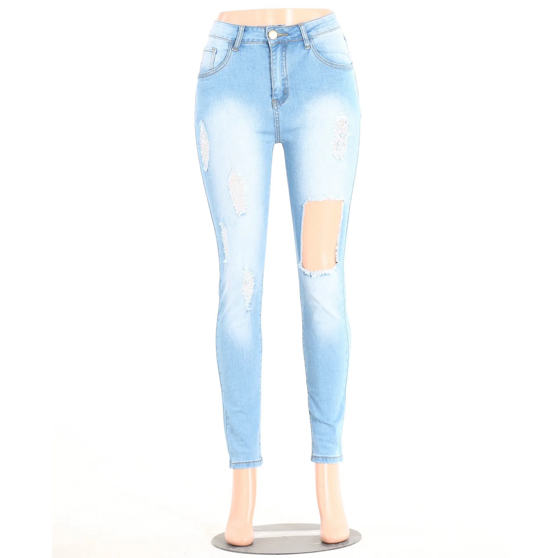 Новые сексуальные женские рваные джинсы скинни рваные брюки с высокой талией стрейч джинсы тонкие узкие брюки Плюс Размер Feminino