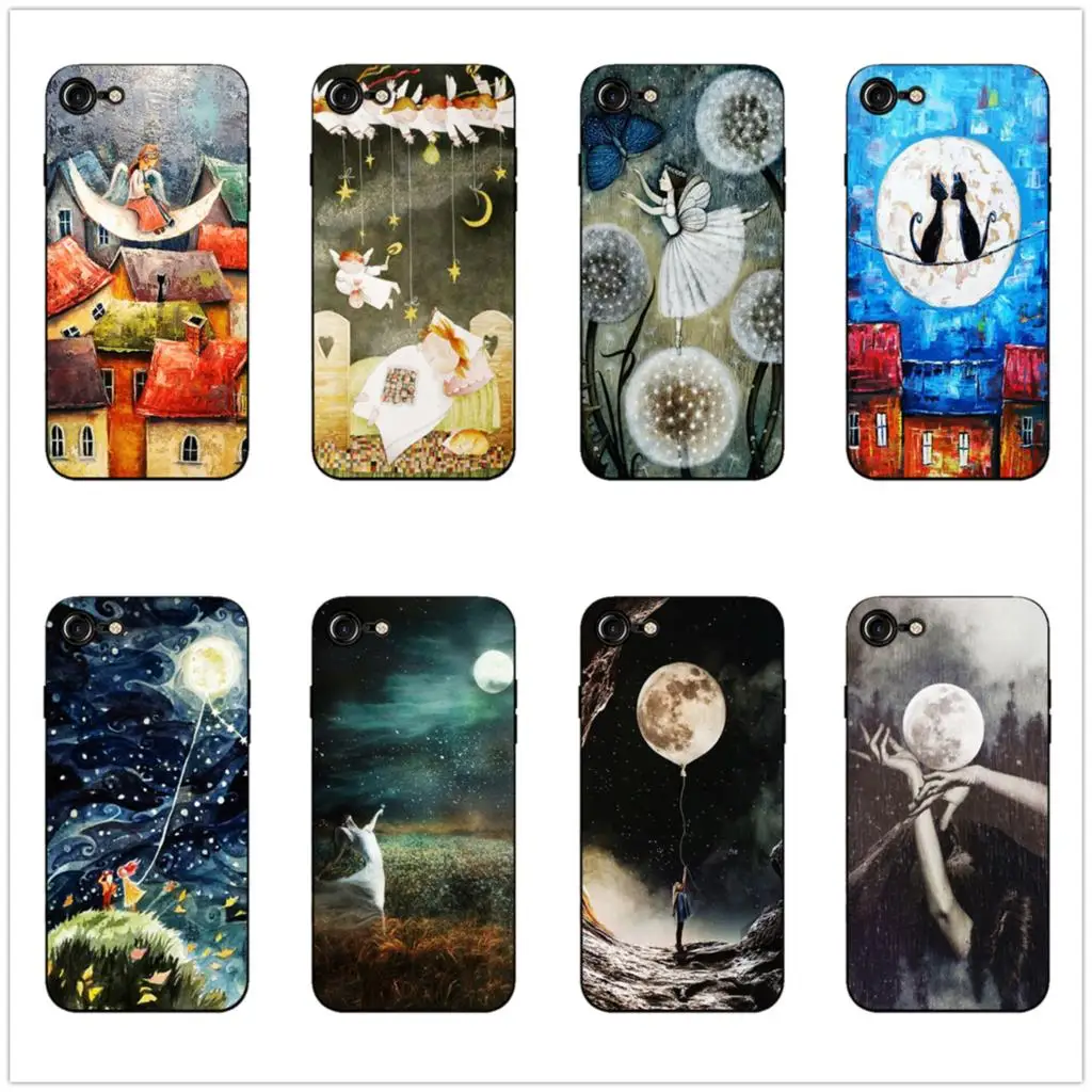 

Wish Upon the Moon New phone case black soft cover for Samsung s8 s9plus S6 S7Edge S5 for iPhone 6 6s 7 8plus 5 5s X XS XR XSMax