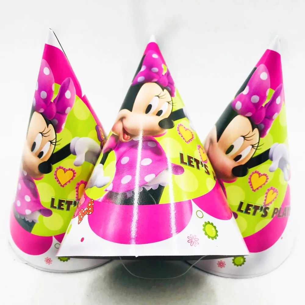 6pc Set Minnie Mouse Paper Cap For Kids Happy Birthday Party