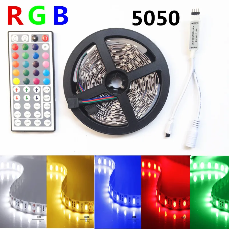 Водонепроницаемая светодиодная ленсветильник rgb 5050 smd 5 м 10 IP65 гибкая лента 12 В