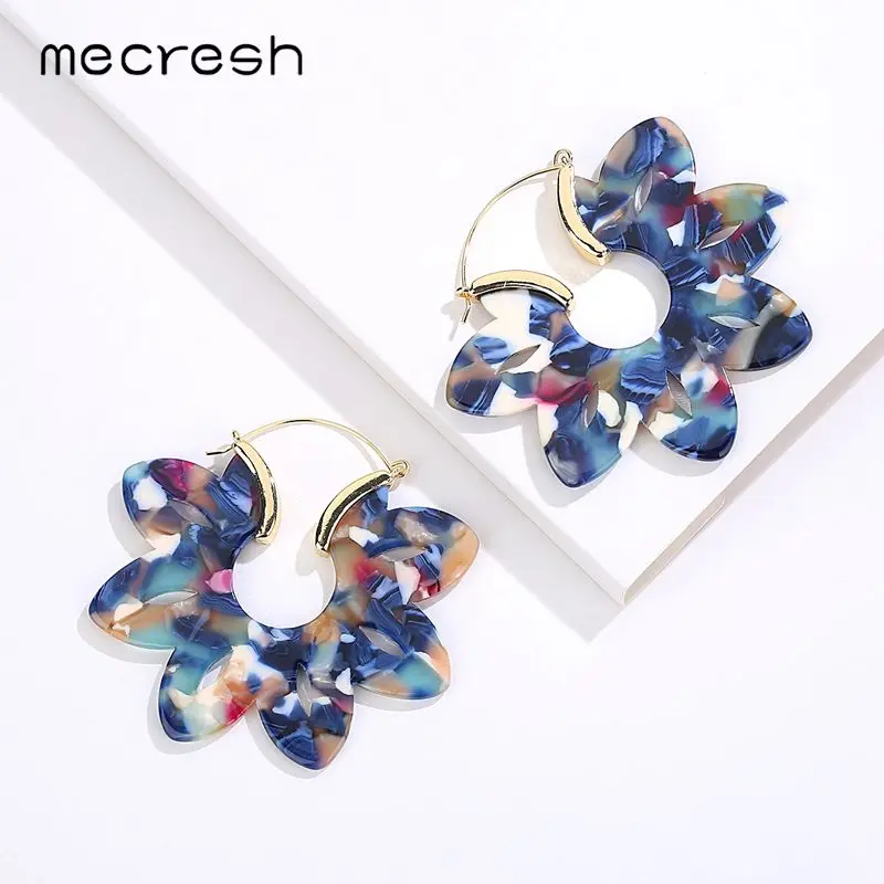 

Mecresh Statement Acrylic Flower Hoop Earrings Minimalist Jewelry Fashion Leopard Resin Geometric Women Big Earrings 2019 EH1333