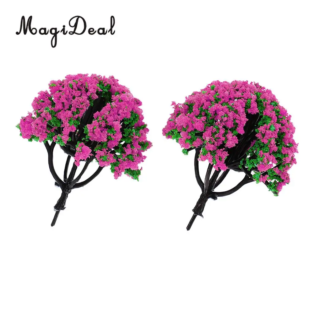MagiDeal 10Pcs 1/200 Scale Model Flower Trees Green Train Railroad Scenery Landscape for Diorama Model Layout Toys 5Colors