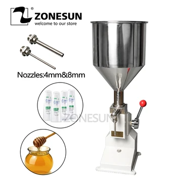 

ZONESUN A03 Manual Hand Pressure Cream Paste Filler Soap Juice Honey Arequipe Food Filling Machine 5-50ML