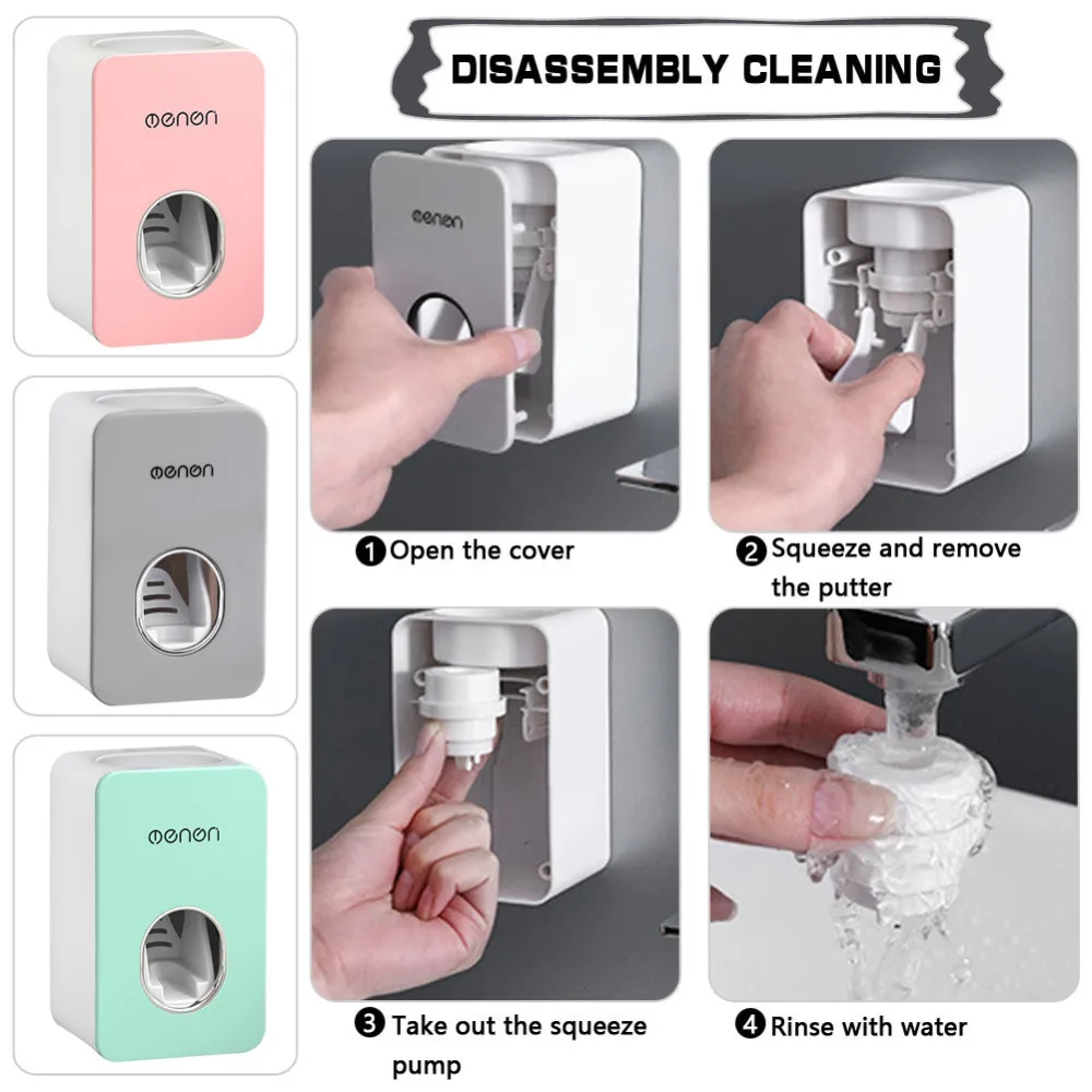 Automatic Toothpaste Dispenser Dust-proof Toothbrush Holder Wall Mount Stand Toothpaste Squeezers Home Bathroom Accessories Automatic Toothpaste Dispenser Dust-proof Toothbrush Holder Wall Mount Stand Toothpaste Squeezers Home Bathroom Accessories