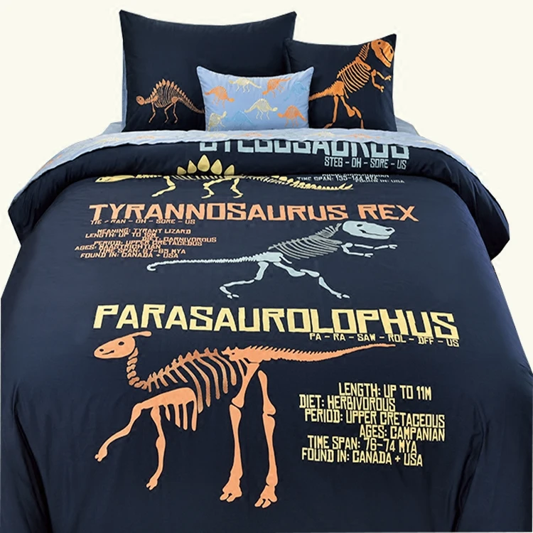 

Free shipping via UPS 100%cotton animal embroidered dinosaur 3/4pcs bedding set no filler for twin/full/queen size home textile